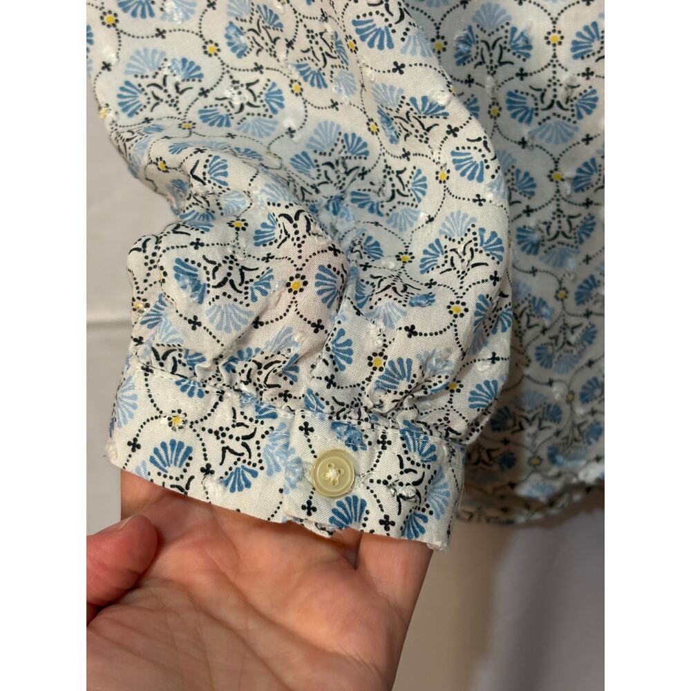 Ann Taylor Loft Blue Yellow Patterned Geometric S… - image 7